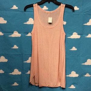 Marvonie coral and white‎ striped side slit tank